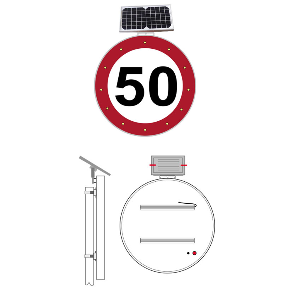 Solar-powered speed limit traffic signs