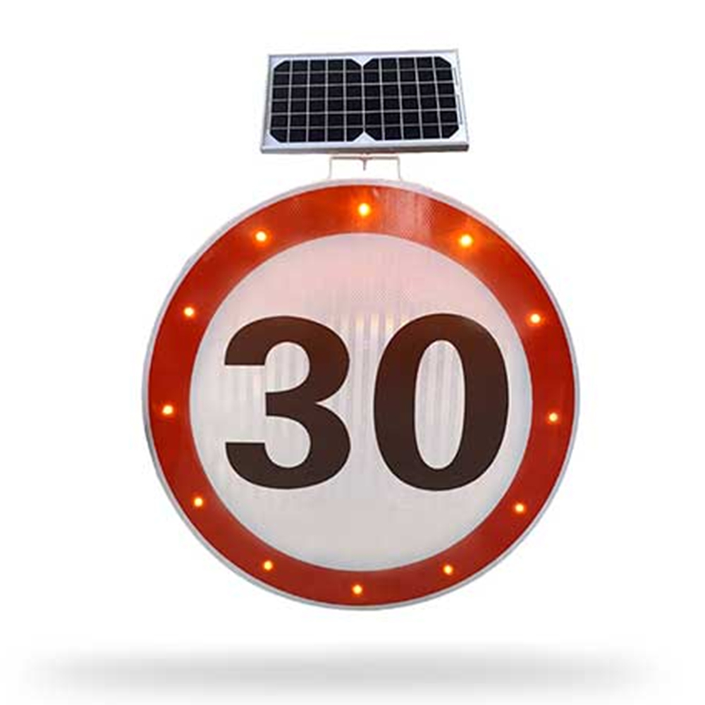 Solar-powered speed limit traffic signs
